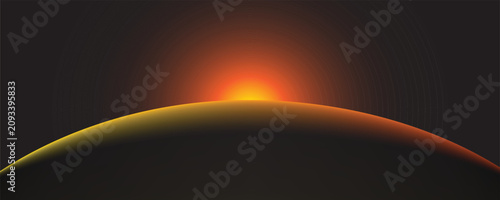 Konstfotografi Abstract digital sunrise planet horizon background