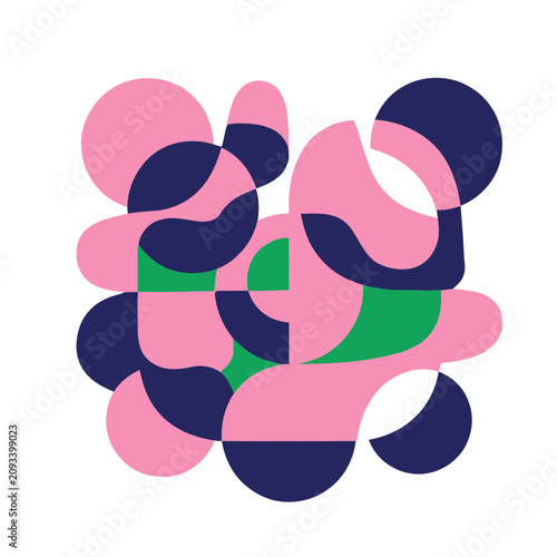 Abstract Geometric Shapes in Pink, Blue, and Green