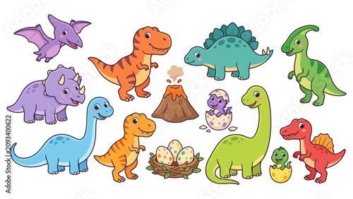 seamless pattern with funny dinosaurs