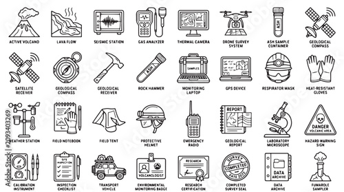 Canvas Print 40 Industrial Icons, Business Symbols, Work Tools, Engineering Logos