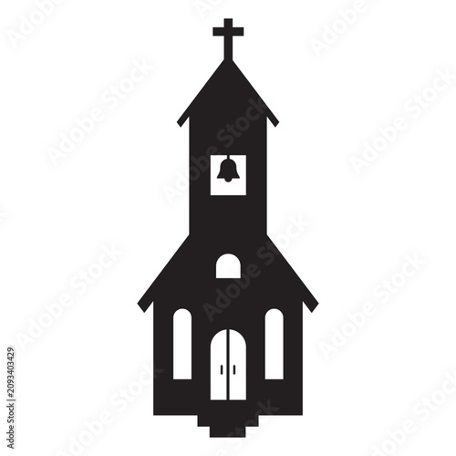 Bild auf Leinwand Distinctive Church Silhouette with Steeple and Bell Tower.