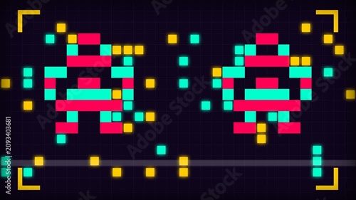 Colorful pixel art animation sequence.