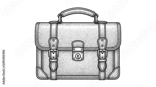 Foto Vintage Leather Briefcase Drawing, Classic Business Attache Case