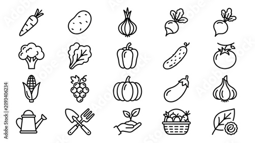 Garden Produce Clipart Pack with Vegetable and Healthy Nutrition Icons
