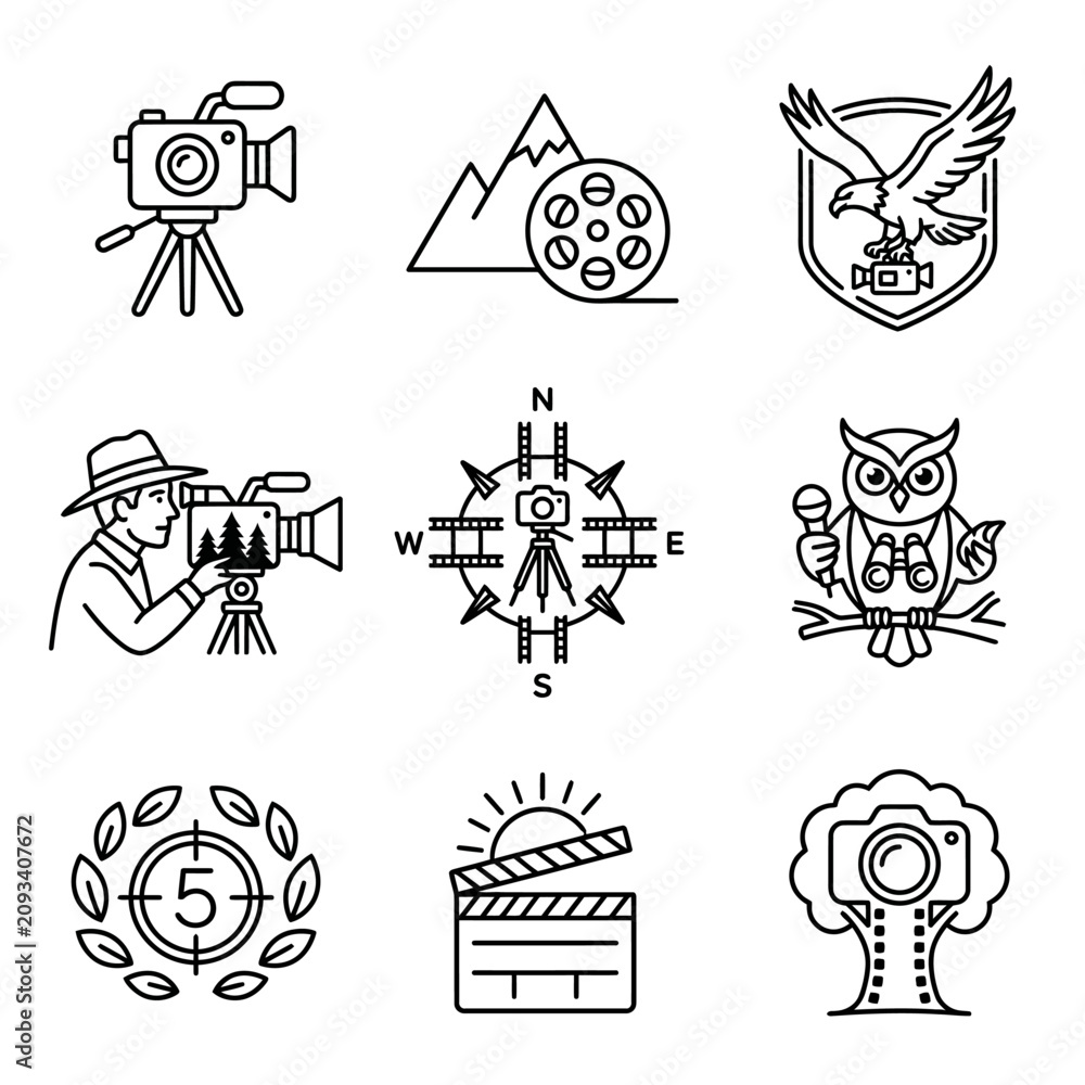 Obraz premium Camera and film making icons set.
