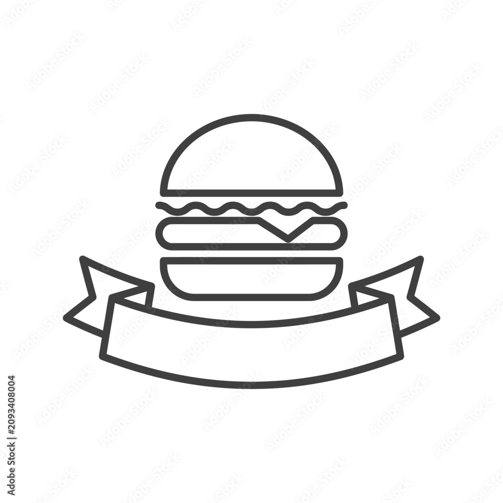 Fototapeta premium Simple line drawing of a hamburger.