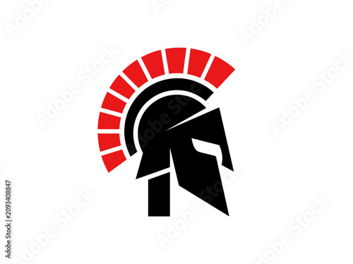 Quadro su tela Spartan Helmet Gladiator Warrior Logo Icon in Black and Red