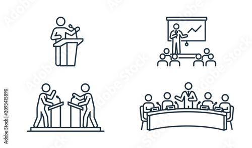 Obraz na płótnie Public Speaking and Debate Pictogram Collection Editable Vector