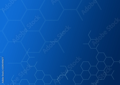 Abstract Blue Technology Background with Hexagonal Geometric Molecular Grid Pattern