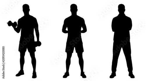 Bild auf Leinwand Fitness silhouette series man exercising posing and standing vector illustration