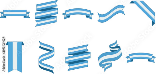 Blue and white striped ribbons Colorful Vector Ribbon Banners and decorative banners for national celebrations