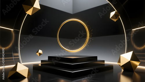 black gold geometric abstract open composition background