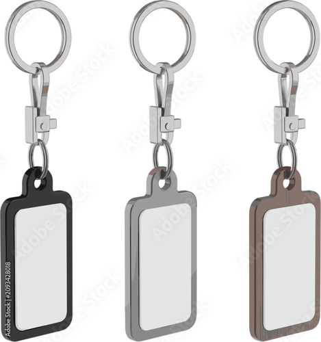 Картината върху платно Keychain Tag Collection, Blank Key Ring Label Vector Set for Identification Bran