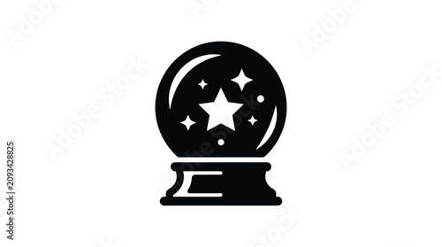 Schilderij op canvas crystal ball silhouette on white background sphere globe fortune telling magic f