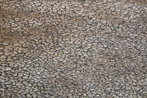 Schilderij op canvas Deep cracks spread across dry land during the peak of summer, illustrating the severe effects of drought and prolonged water scarcity
