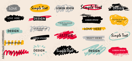 Underline highlight hand drawn uchalk for text. Handwriting collection of border brush, pencil and crayon frames strokes. Vector memo scrawls. Bubble