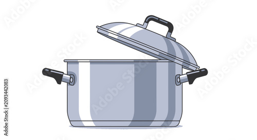 Tableau sur toile Pot with a lid rests on a surface to demonstrate essential cooking equipment used in professional and home kitchens