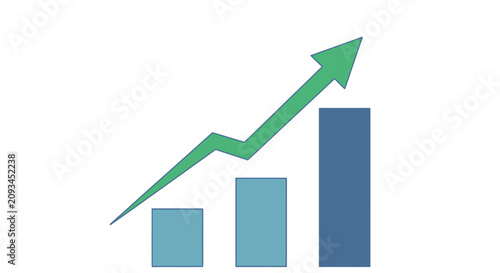 Fotografie Financial Growth Chart with Upward Arrow and Bars.