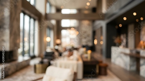 Warm Modern Cafe Interior Blurry Lounge Seating Transparent Background.