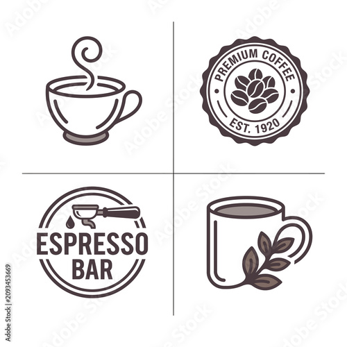 Canvas Print Coffee shop and espresso bar logo collection with espresso beverage branding spe