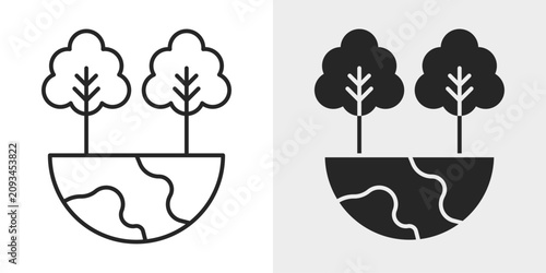 Slika na platnu Eco Tourism Icon represents sustainable travel, nature tourism, and environmental conservation