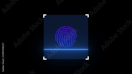 Biometric Fingerprint Scan Interface Animation – Futuristic Cyber Security and Digital Identity Verification Concept