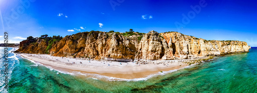 Panoramic view of Canavial Beach in Lagos, Algarve, Portugal