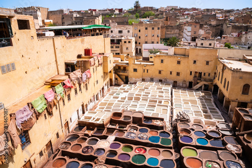 Foto Traditional leather tanneries in Fez, Morocco