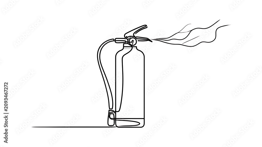 Obraz premium Fire extinguisher spraying on white background.