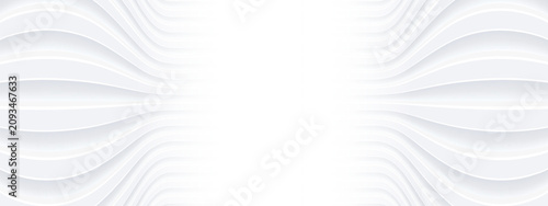 White minimalist banner with striped 3D pattern and copy space, clean symmetr...