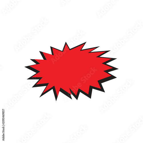 Bright red pop art explosion sticker and speech bubble element.
