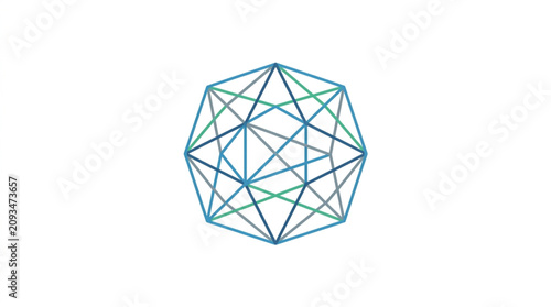 Konstfotografi Geometric Icosahedron Wireframe Design Vector.