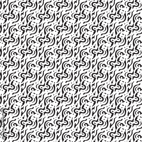Abstract zigzag wave pattern black white seamless design