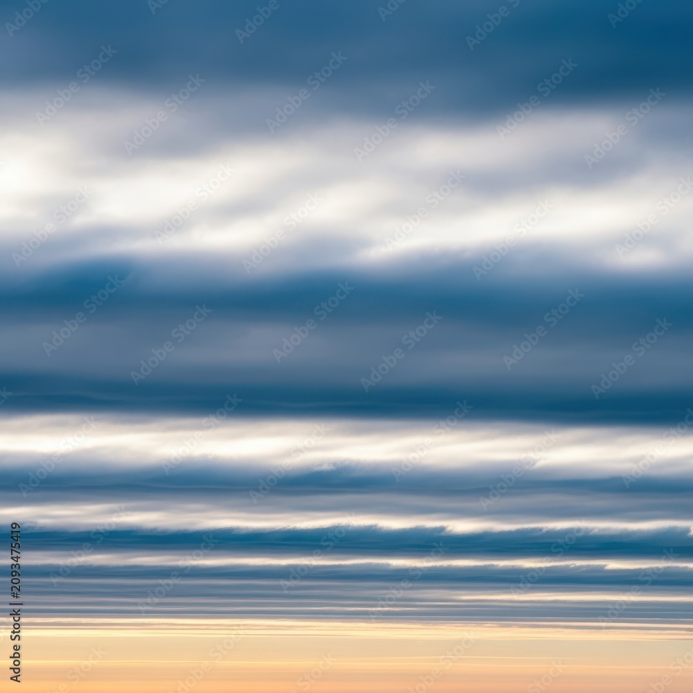 Obraz premium Dramatic, layered clouds forming a textured ceiling across the horizon, capturing the heavy, oppressive atmosphere of an overcast day, rain, outdoor, power