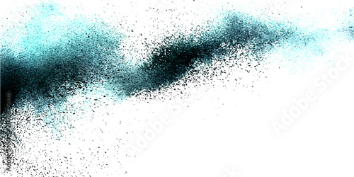 Cuadro en lienzo Abstract swirling cloud of vibrant cyan and black particulate matter drifting on