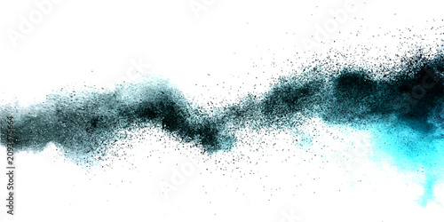 Принти на полотні Abstract ethereal cloud of teal and black particulate matter suspended in air, d