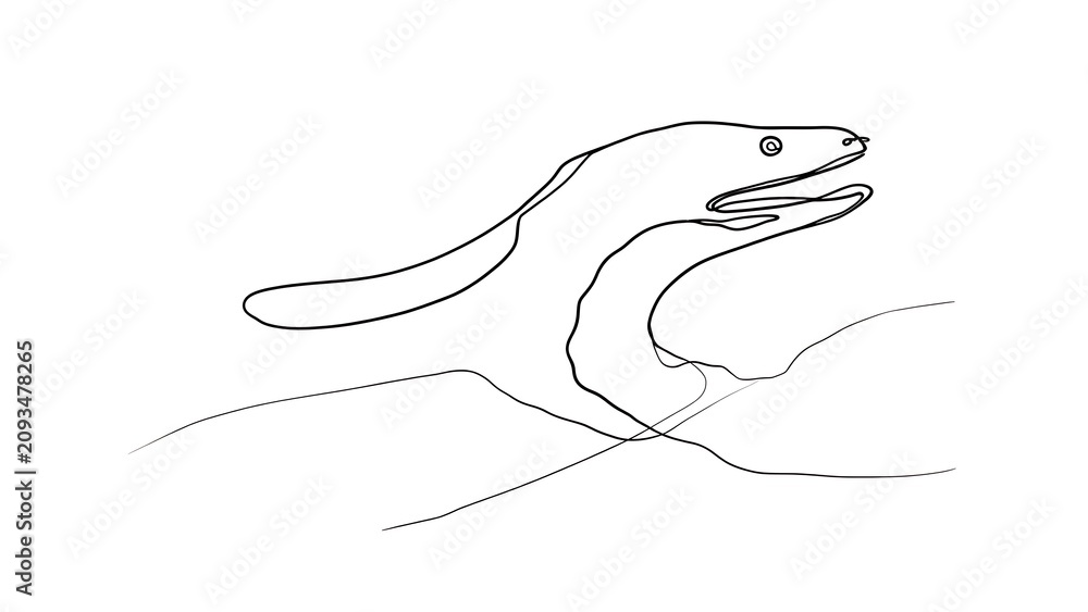 Obraz premium Minimalist snake line art drawing white background.