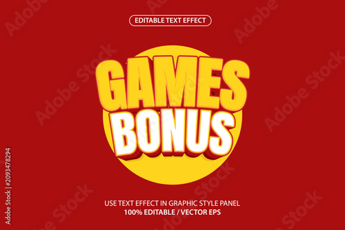 Foto Premium vector featuring an editable games bonus text effect template