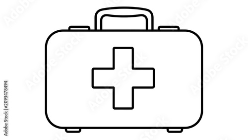 Medical first aid kit icon white background.