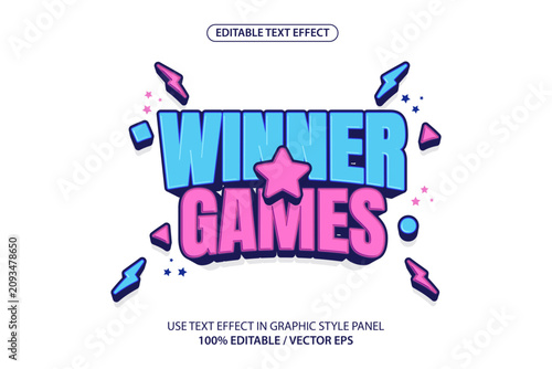 Bild auf Leinwand Premium vector featuring an editable winner games text effect template
