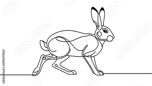 Running rabbit illustration on white background.
