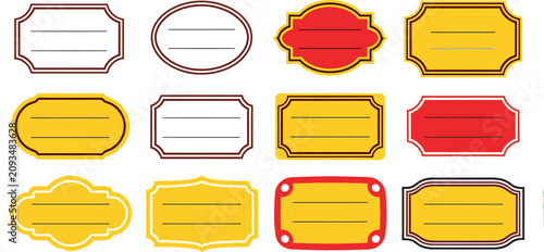Fotografie Printable label template vector set, collection featuring blank label outlines,