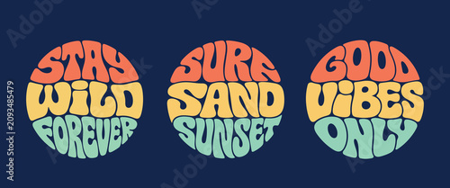 Retro Summer SVG Bundle Round Groovy T Shirt Typography Vector Design