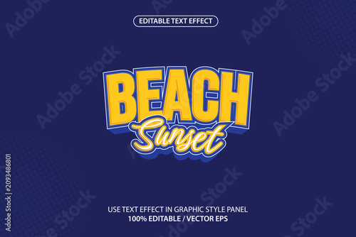 Premium beach sunset text effect vector. Fully editable, suitable for posters, templates, etc.