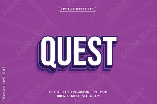 Tableau sur toile Premium quest font effect vector Fully editable, suitable for posters, templates, etc
