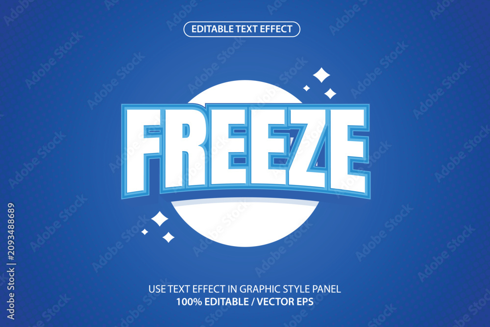 Obraz premium Editable freeze vector text effect; suitable for banners, posters, etc.
