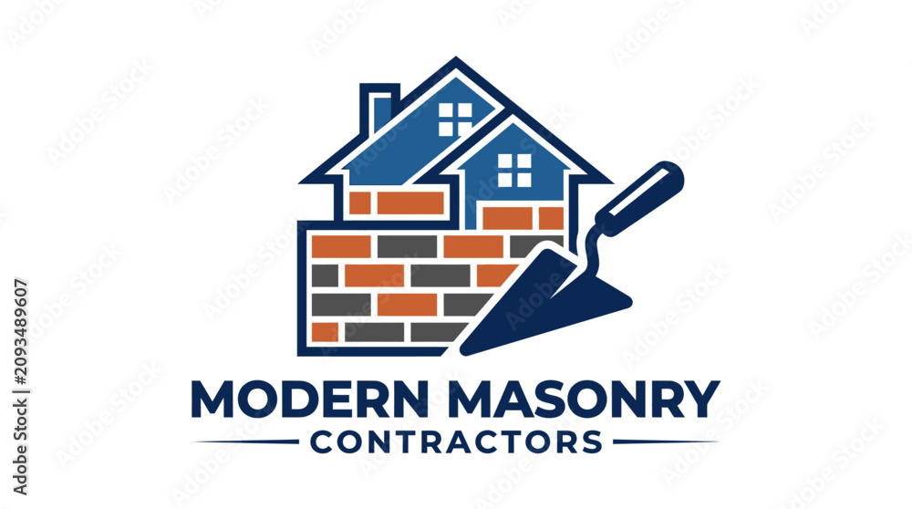 Fototapeta premium Modern Masonry Contractors logo design.