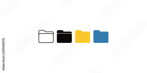 Four folder icons in outline and solid styles isolated on transparent background