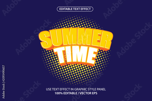 Premium vector featuring an editable summer time text effect template.
