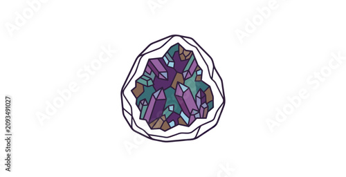 Fotografie Amethyst Geode Crystal Vector Illustration